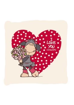 Nici 34588 Kissen Schaf Jolly Mäh Herz Blumen I Love You 26x26cm Plüsch