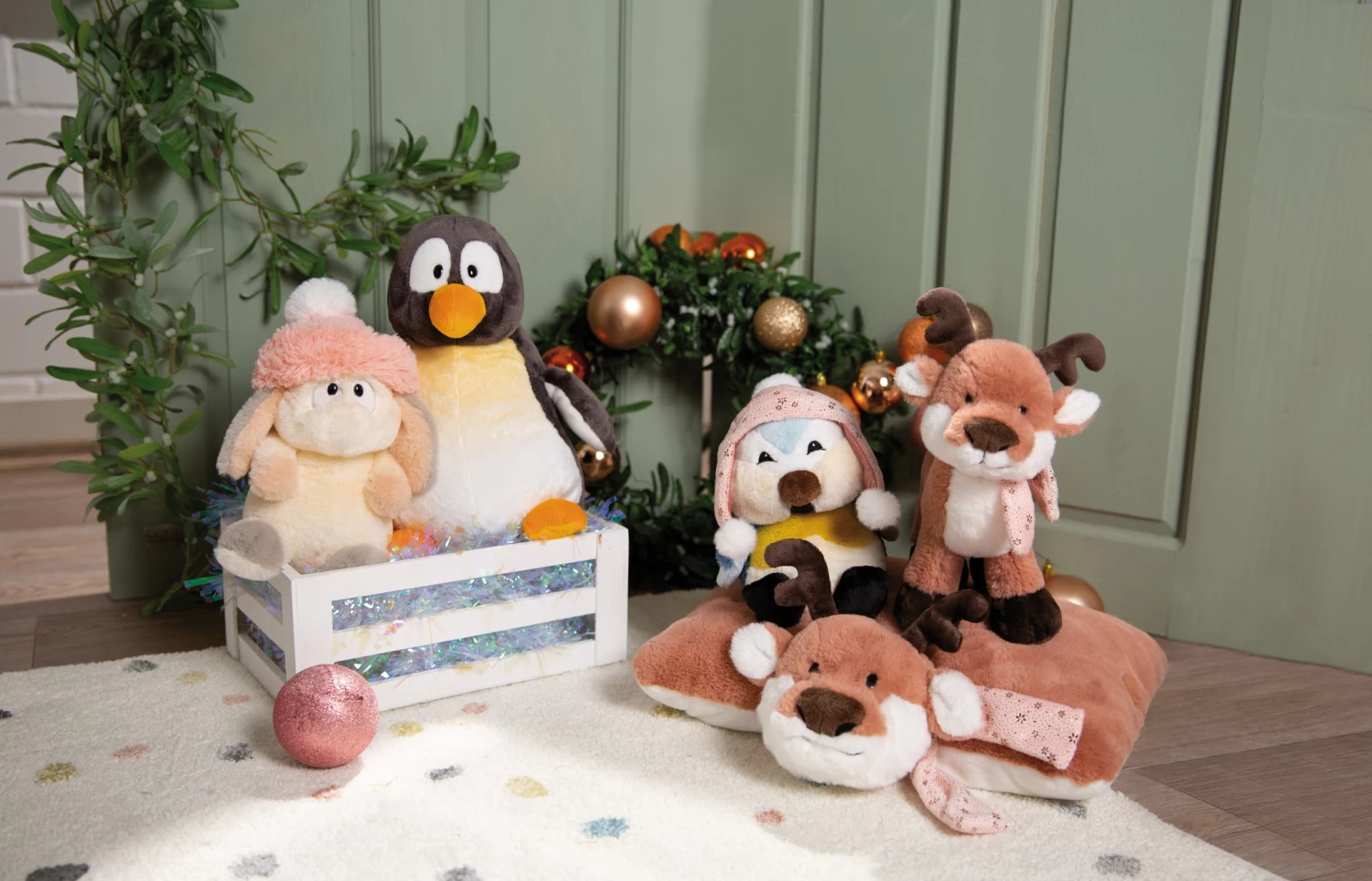 Nici 48333 Kissen Rentier Hase Meise Pingu 43x25cm Plüsch Winter Friends GREEN 5 Nici 48333 Kissen Rentier Hase Meise Pingu 43x25cm Plüsch Winter Friends GREEN – Bild 3