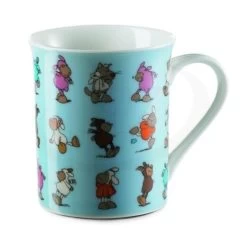 Nici 28525 Tasse Jolly Mäh Allover Bunte Schafe Blau Porzellan Kaffeetasse